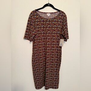 NWT LuLaRoe Julia Purple, Orange and Turquoise Floral Print Dress size XL